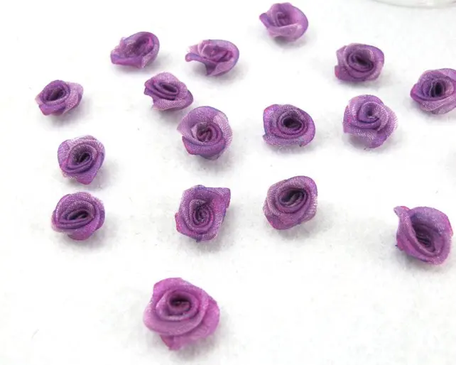 100 Kosov, Šifon Rose Cvet Brsti|Ombre Barve|Vijolična|Violet|Cvet Aplicirano|Tkanine Cvet|Baby Doll|Plovila Lok|